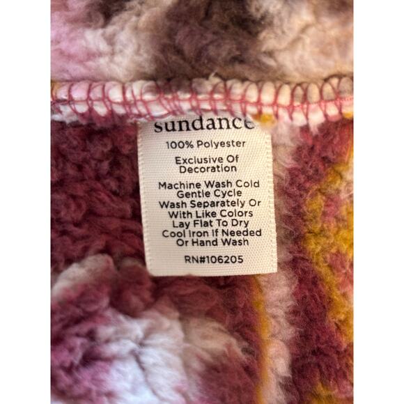 Sundance Fleece Pullover Jacket Half Zip Sherpa Snowflake Pattern Cozy Winter - Picture 6 of 6